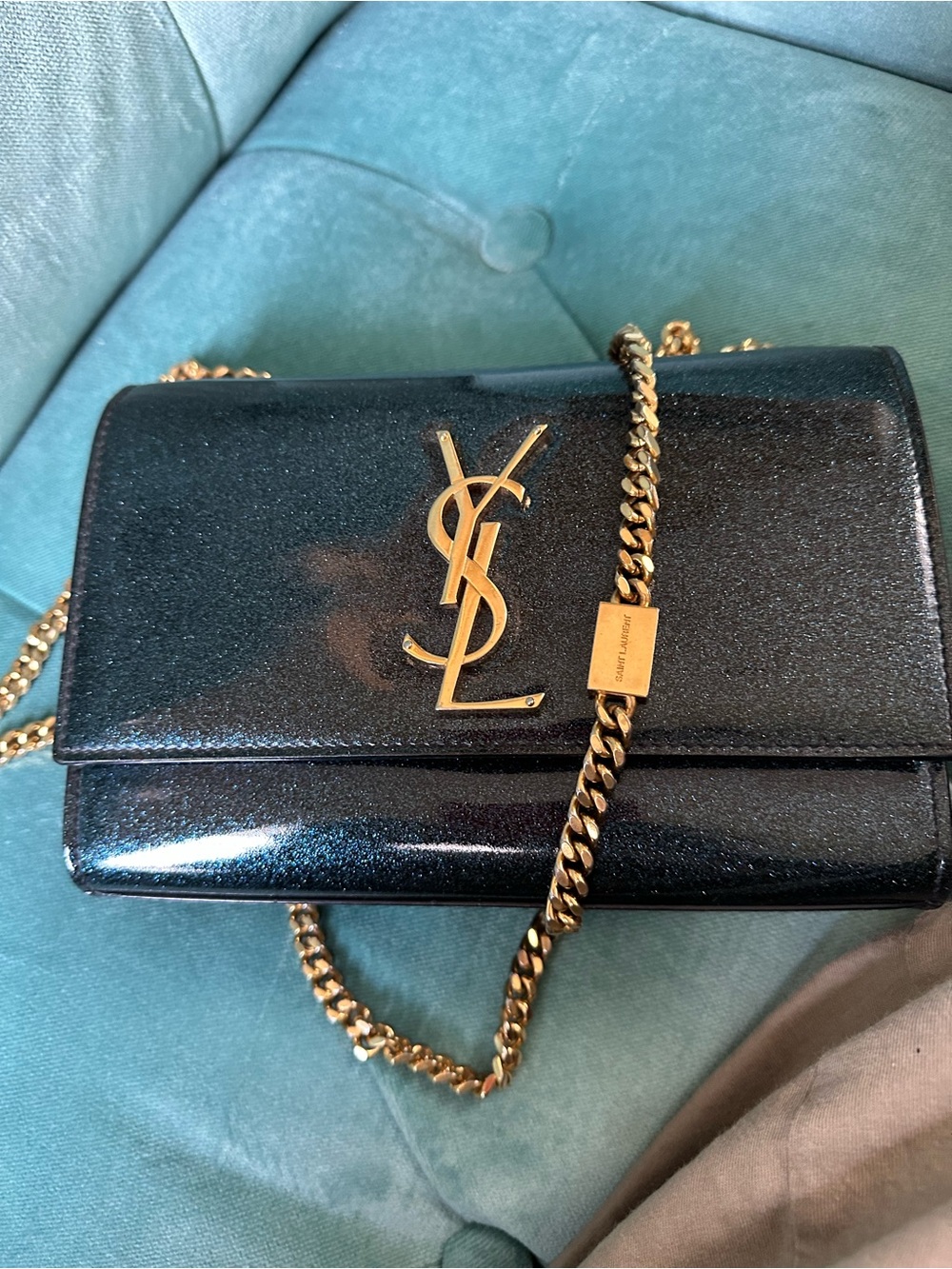 Saint Laurent Black Patent YSL Chain Crossbody - Picture 4 of 5